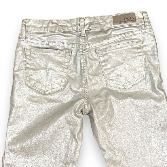 Polo Ralph Lauren Kids Girls The Tompkins Skinny Jeans Pants Size 14 Silver - Picture 6 of 7